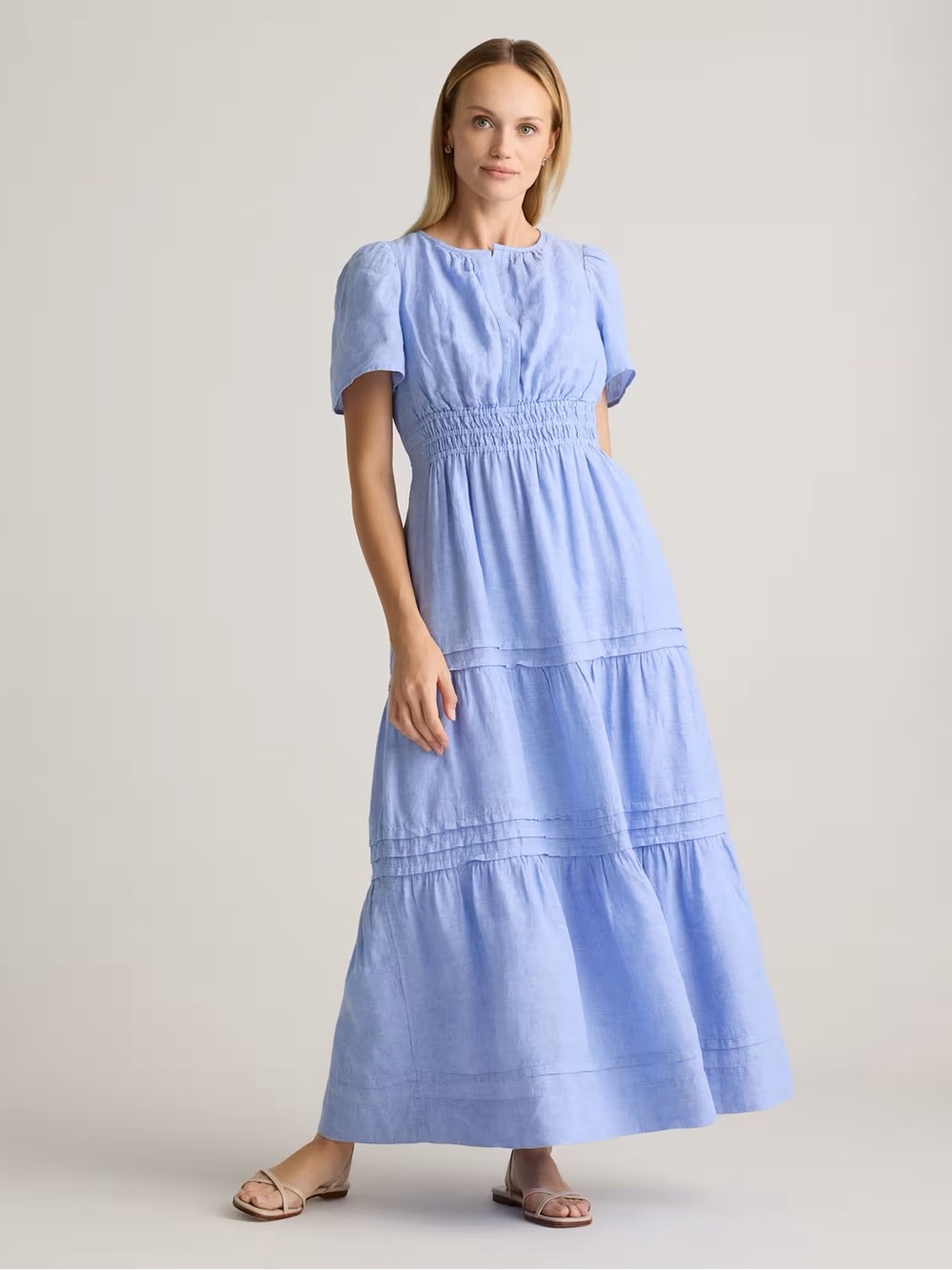 Quince 100% European Linen Tiered Maxi Dress